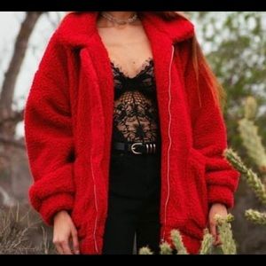 I AM GIA original teddy jacket in red. Size M